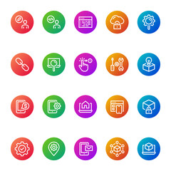 Gradient color icons for seo & development.