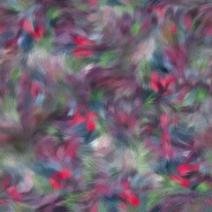Obraz premium Seamless faux digital painted floral pattern print. High quality illustration. Procedural painting with realistic brush strokes in impressionistic style. Abstract art for surface design and print.
