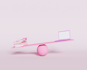 scale with books and laptop