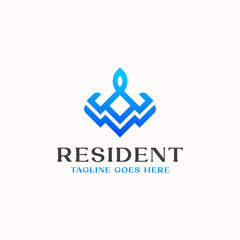 Obraz premium Roof House Monogram Logo Template Vector Illustration In Isolated White Background