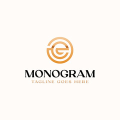 Letter E Circle Monogram Logo Template Vector Illustration In Isolated White Background