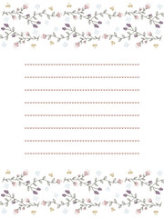 シックなピンクと紫のお花と実のお手紙フレーム