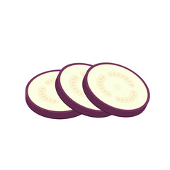 Eggplant on white background. Sliced eggplant.