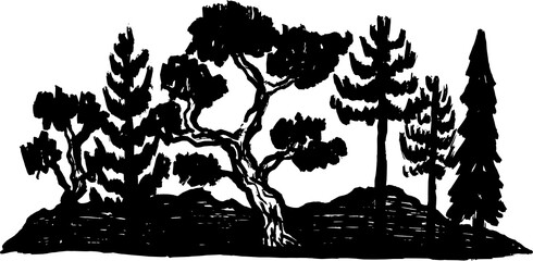 forest trees silhouette illustration