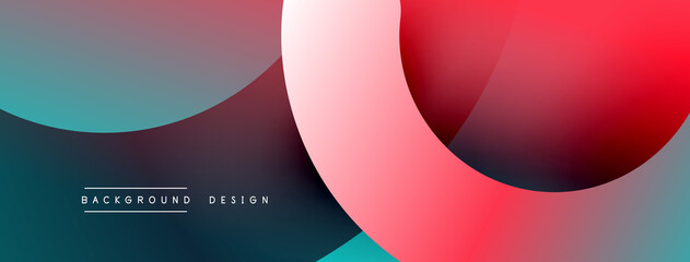Abstract overlapping lines and circles geometric background with gradient colors