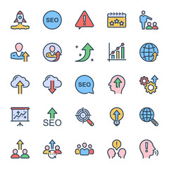 Filled outline icons for SEO & Web.