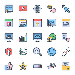 Filled outline icons for SEO & Web.