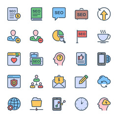 Filled outline icons for SEO & Web.