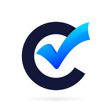 letter c logo with check mark shapes