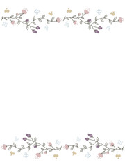 シックなピンクと紫のお花と実のフレーム