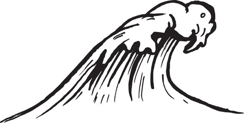 wave Hand drawn illustration. Nature Forest Hand drawn Elements 