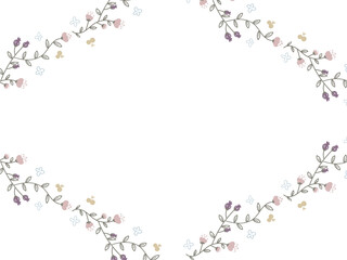 シックなピンクと紫のお花と実のフレーム