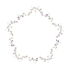 シックなピンクと紫のお花と実のフレーム