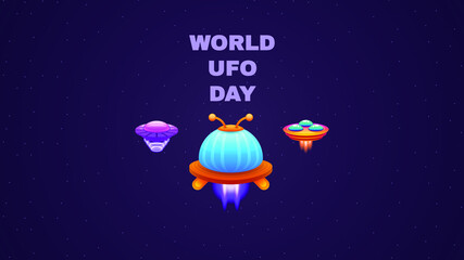 Abstract Aliens On Flying Saucers Space Background Gradient Unidentified Flying Object World Ufo Day Vector Design Style