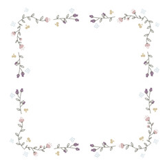 シックなピンクと紫のお花と実のフレーム