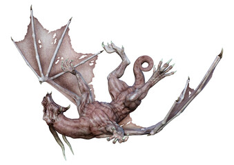 3D Rendering Fairy Tale Dragon on White