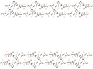 シックなピンクと紫のお花と実のフレーム