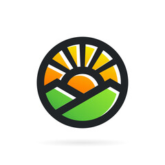 sun and mountain logo template