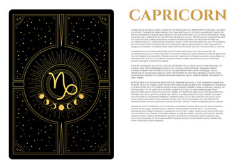 black and gold illustration of capricorn sign