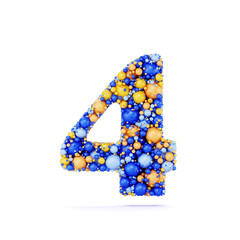 4 four number digit with colored shiny balls