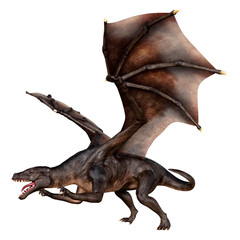 3D Rendering Fairy Tale Dragon on White