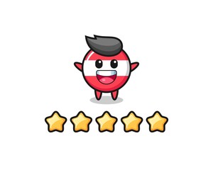 the illustration of customer best rating, austria flag badge cute character with 5 stars