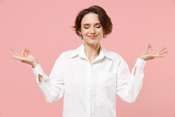 Young successful employee business woman corporate lawyer in classic formal white shirt work in...