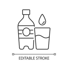 Water linear icon. Hydration for fitness. Mineral aqua. Fluids to avoid thirst. Thin line customizable illustration. Contour symbol. Vector isolated outline drawing. Editable stroke