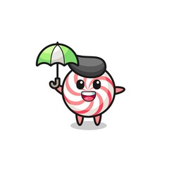cute candy illustration holding an umbrella