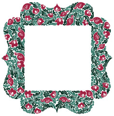 Floral frame made of leaves vector vintage design, decorative blank classic style border, luxury beautiful background, invitation or greeting card with place for text.