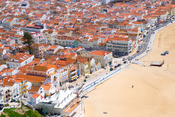 View of Nazaré Beach, Atlantic coast, Nazaré, Portugal, Europe
