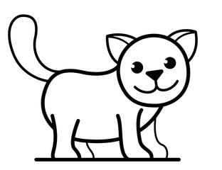 Little kitty funny vector flat style cartoon isolated on white, domestic cat cute and adorable.