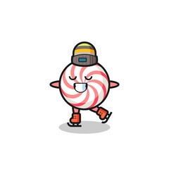 candy cartoon as an ice skating player doing perform