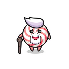 cute candy grandpa is holding a stick