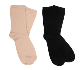 two pairs of female socks isolated on white