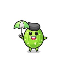 cute cactus illustration holding an umbrella