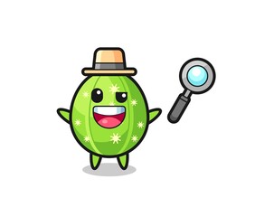 illustration of the cactus mascot as a detective who manages to solve a case