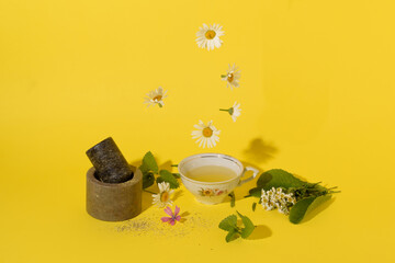 The concept of making fresh herbal tea. 