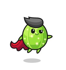 cute cactus superhero character is flying