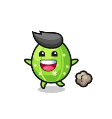 the happy cactus cartoon with running pose