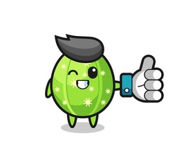 cute cactus with social media thumbs up symbol
