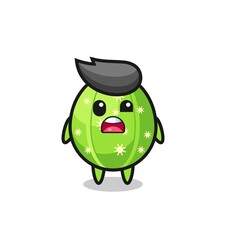 the shocked face of the cute cactus mascot