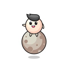 illustration of pearl cartoon sitting on the moon