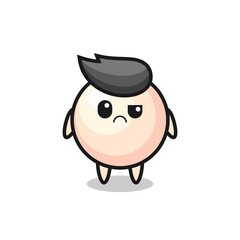 the mascot of the pearl with sceptical face