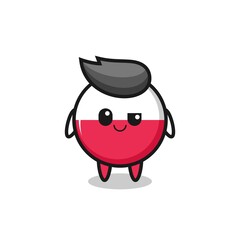 poland flag badge cartoon with an arrogant expression