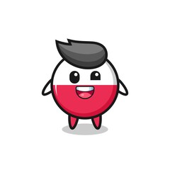 illustration of an poland flag badge character with awkward poses