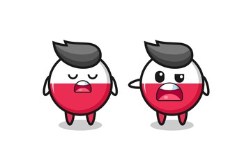 illustration of the argue between two cute poland flag badge characters