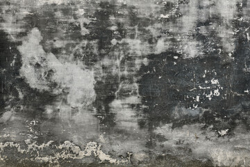 abstract gray painted old wall for background or texture, peeling paint and stucco with cracks like grunge style