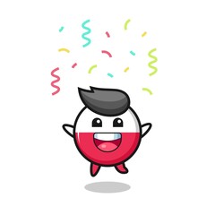 illustration of an poland flag badge character vomiting due to poisoning