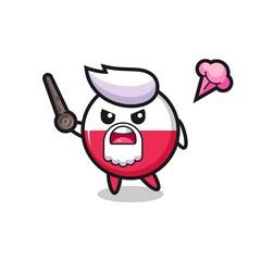 cute poland flag badge grandpa is getting angry